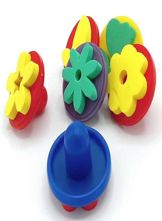 Brille Bee Sponge Stamp Foam Painting Brushes, Flower Shapes, Art Paint Drawing Tools, DIY Graffiti Stamps for Kids Early Learning (6pcs Stamp) - Image 4